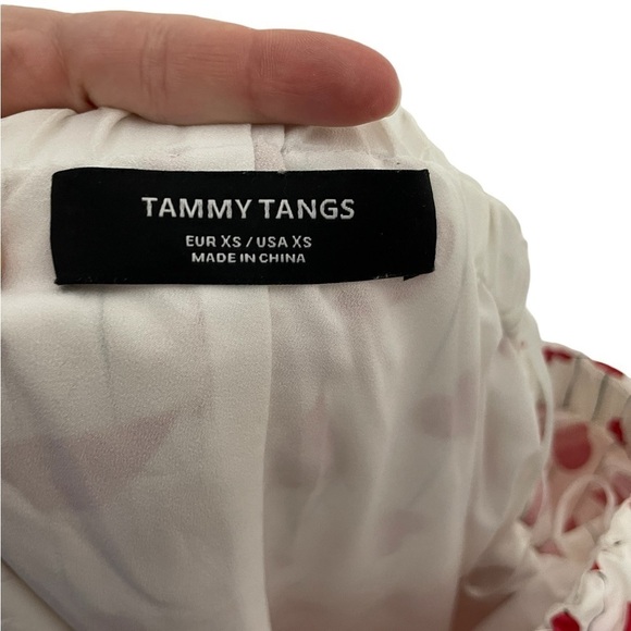 Tammy Tangs Heart Stripe Ruffle Strapless Mini Dress XS - Picture 3 of 4